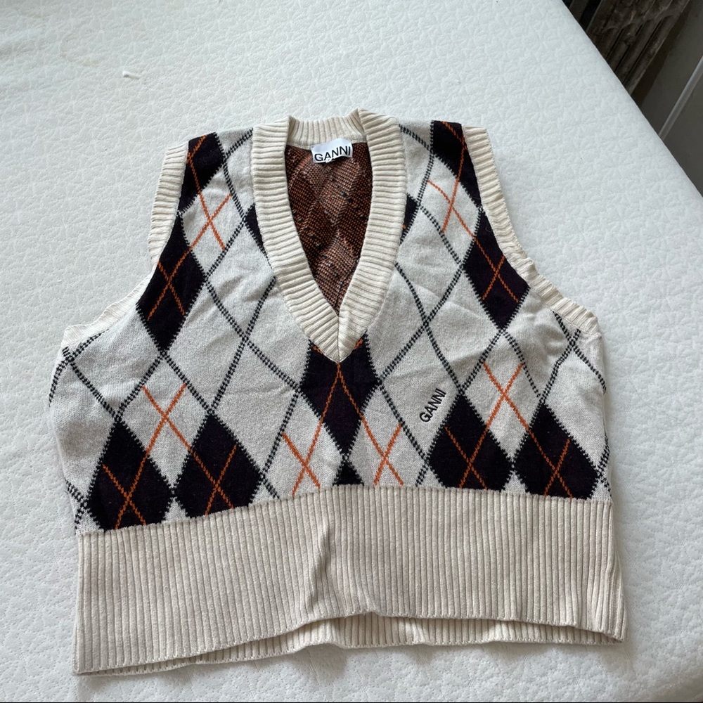 Ganni argyle sweater vest